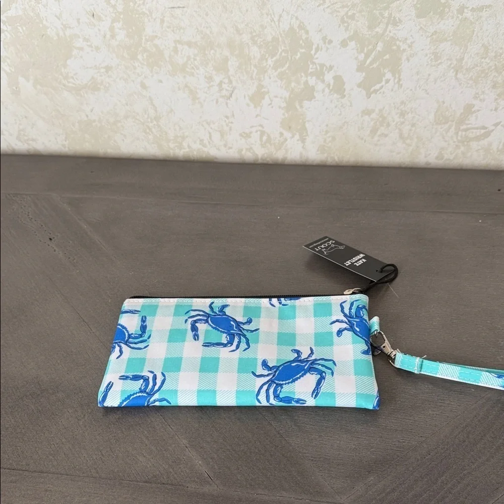 Scout Aqua and Blue Crab Pattern Wristlet